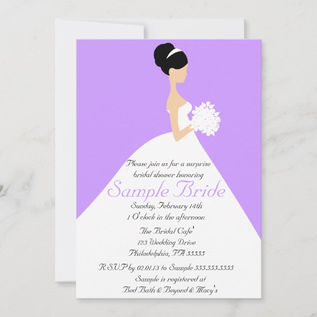 Bridal Shower Black Hair  Bride Invitation (Front)