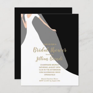 Bridal Shower Black Invitations Dress and Veil