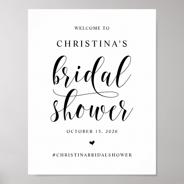 Bridal Shower, Black Modern wedding font Poster (Front)