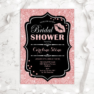 Bridal Shower - Black Rose Gold Invitation
