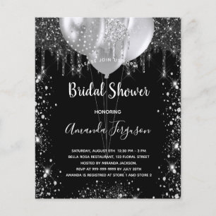 Bridal Shower black silver budget invitation Flyer
