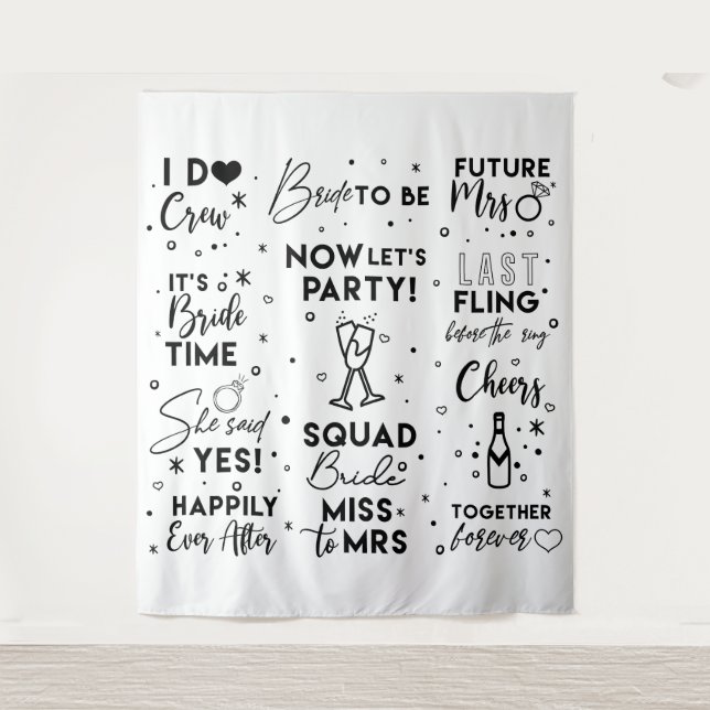 Bridal Shower blacktext photobooth Backdrop banner (Front)