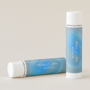 Bridal Shower Blue Beach Waves Fluid Marble Swirl Lip Balm