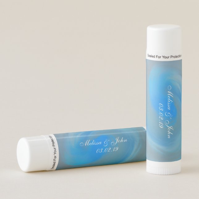 Bridal Shower Blue Beach Waves Fluid Marble Swirl Lip Balm (Front)