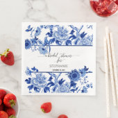 Bridal Shower Blue Chinoiserie Floral Watercolor Paper Dinner Napkins (Insitu)