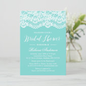 Bridal Shower Blue Elegant Lace Pattern Invitation (Standing Front)