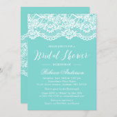Bridal Shower Blue Elegant Lace Pattern Invitation (Front/Back)