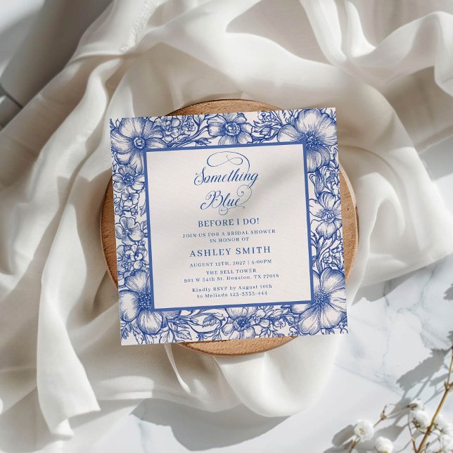 Bridal Shower Blue Floral Invitation (Creator Uploaded)