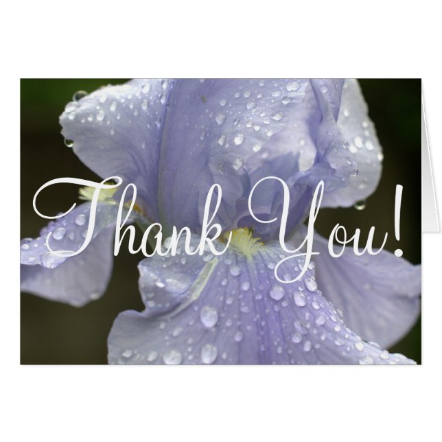 Bridal Shower Blue Iris Thank You Blank Cards (Front Horizontal)