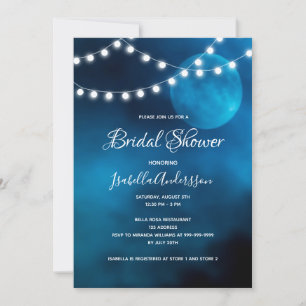 Bridal shower blue moon fairy lights romantic invitation