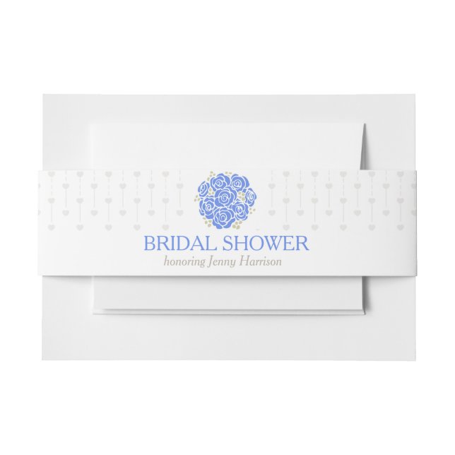 Bridal shower blue roses grey heart belly band (Front Example)