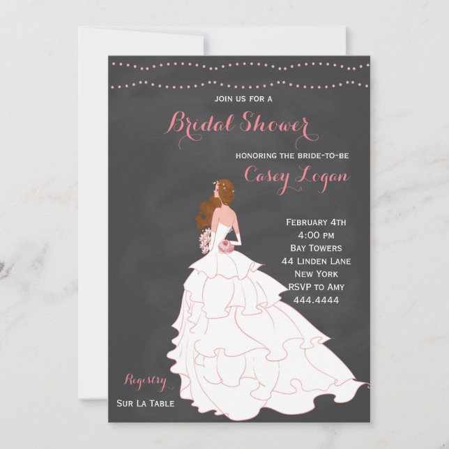 Bridal Shower Blush Chalkboard Invitation (Front)
