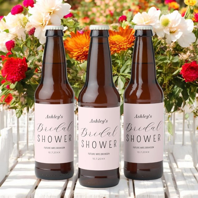 Bridal Shower Blush Pink Brunch Beer Bottle Label (Creator Uploaded)