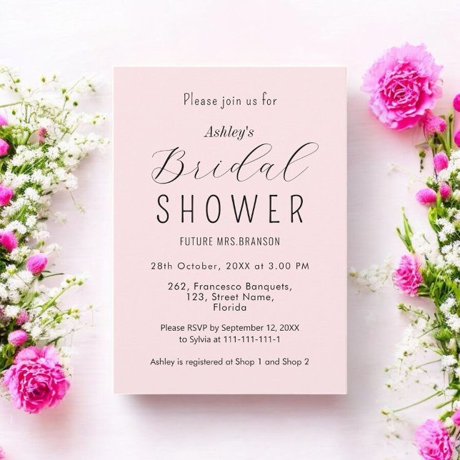 Bridal Shower Blush Pink Calligraphy Invitation (Creator Uploaded)