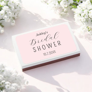 Bridal Shower Blush Pink Calligraphy Matchboxes