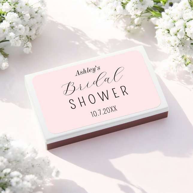 Bridal Shower Blush Pink Calligraphy Matchboxes (Creator Uploaded)