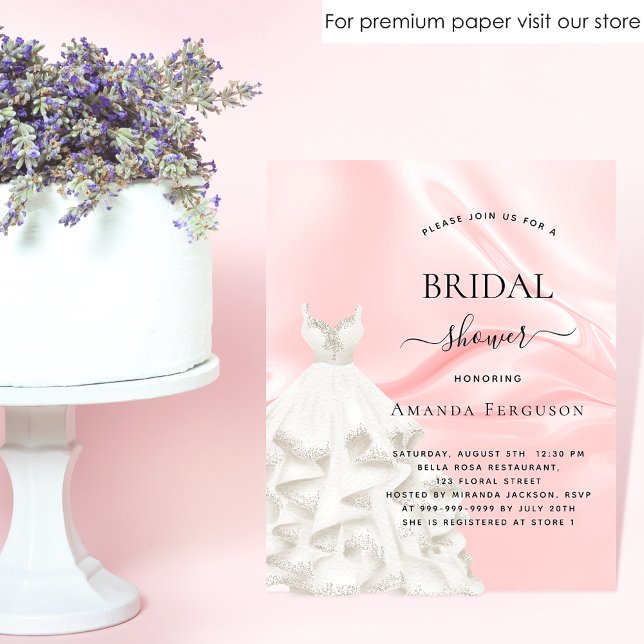 Bridal shower blush pink dress budget invitation flyer (Creator Uploaded)