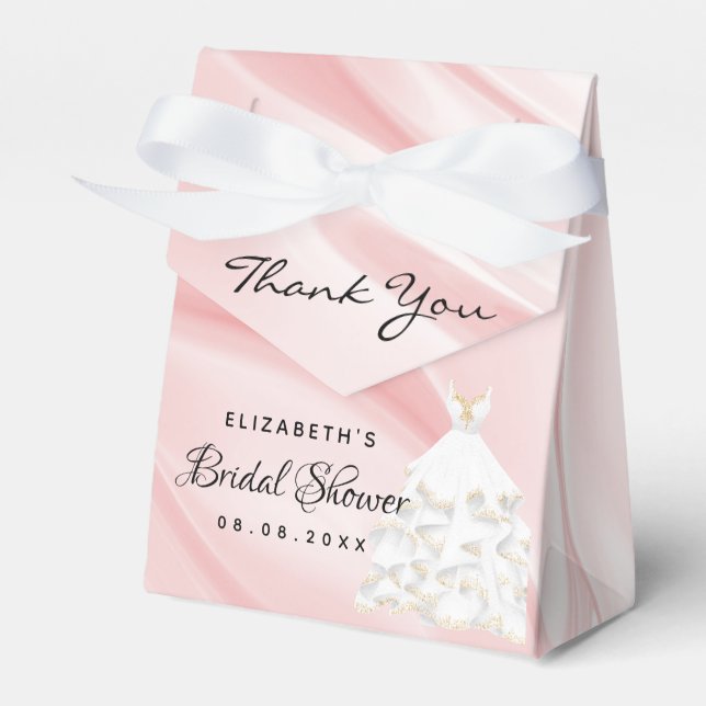 Bridal Shower blush pink dress thank you  Favor Boxes (Front Side)
