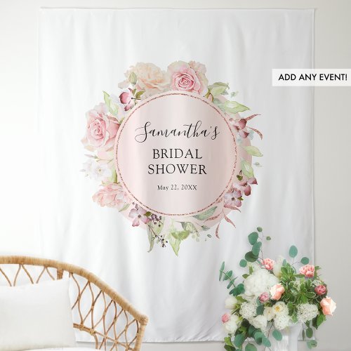 Bridal Shower Blush Pink Floral Photo Backdrop