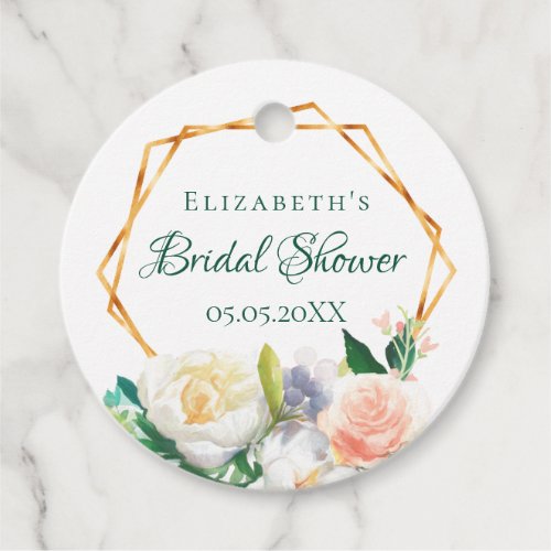 Bridal Shower blush pink florals gold geometric Favor Tags