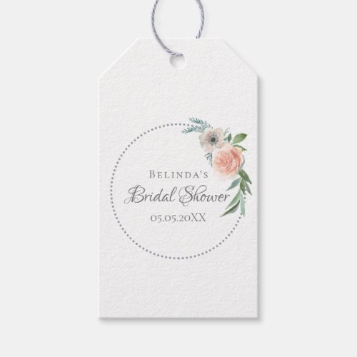 Bridal Shower blush pink florals thank you Gift Tags