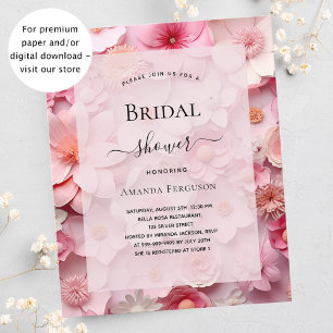 Bridal Shower blush pink flowers budget invitation Flyer