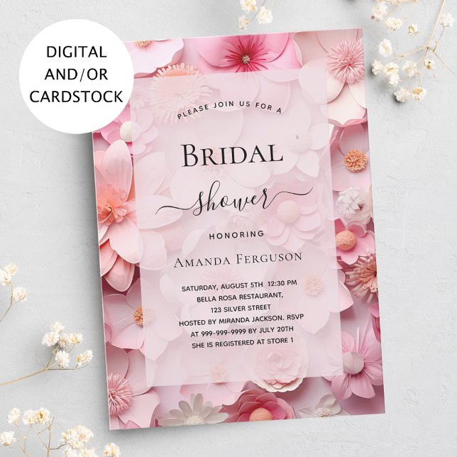 Bridal Shower blush pink flowers Invitation (Creator Uploaded)