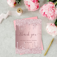 Bridal Shower blush pink glitter drips thank you