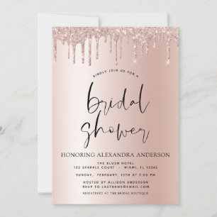 Bridal Shower Blush Pink Glitter Girly Invitation