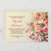 bridal shower blush pink roses watercolor invitation (Front/Back)