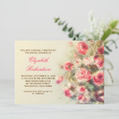 bridal shower blush pink roses watercolor invitation (Standing Front)