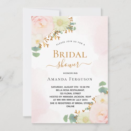 Bridal Shower blush pink watercolor florals chic