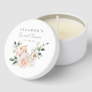 Bridal Shower Blush Pink Watercolor Peony Floral Mini Candle Favors