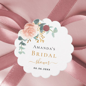 Bridal Shower Blush Rose Floral Eucalyptus Thanks Favor Tags by Thunes at Zazzle