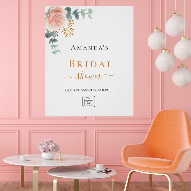 Bridal Shower blush rose gold floral eucalyptus Poster (Creator Uploaded)