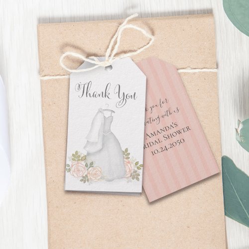 Bridal Shower Blush Watercolor Floral Thank You  Gift Tags