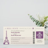 Bridal Shower Boarding Pass to Paris France Invitation (Standing Front)