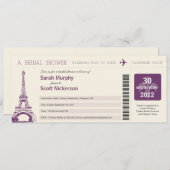 Bridal Shower Boarding Pass to Paris France Invitation (Front/Back)