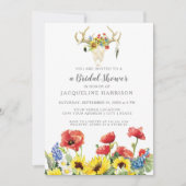 Bridal Shower BOHO Deer Skull Antler w Sunflowers Invitation (Front)