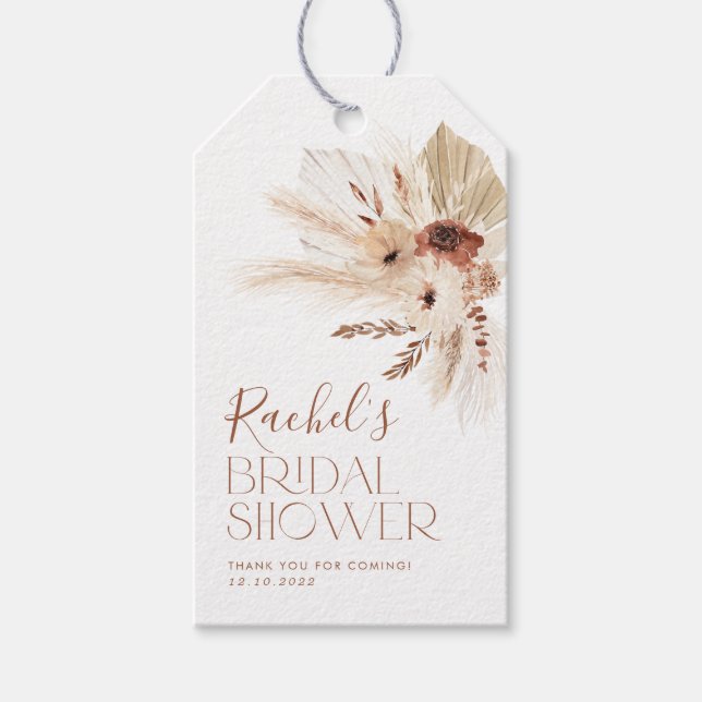 Bridal Shower Boho Floral Gift Tags for Favors (Front)