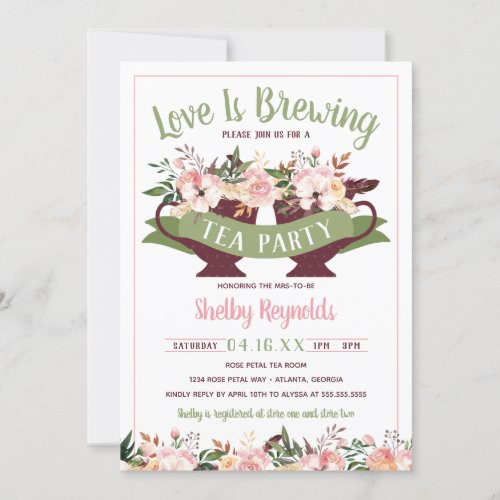 Bridal Shower Boho Tea Party Invitation