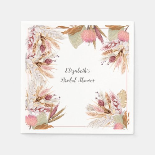  Bridal Shower BOHO Terracotta Pampas Grass Wheat  Napkins