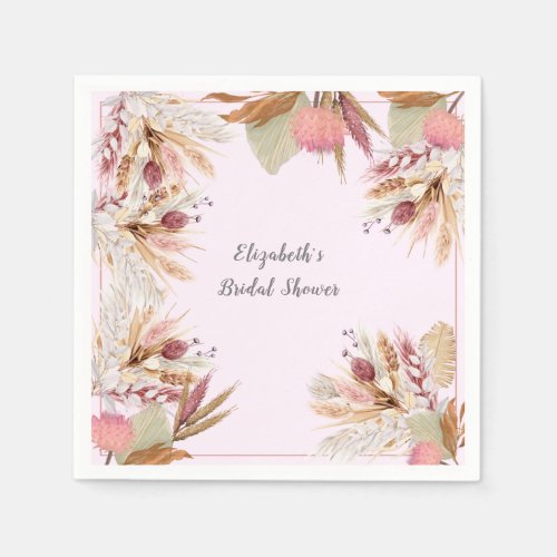  Bridal Shower BOHO Terracotta Pampas Grass Wheat  Napkins