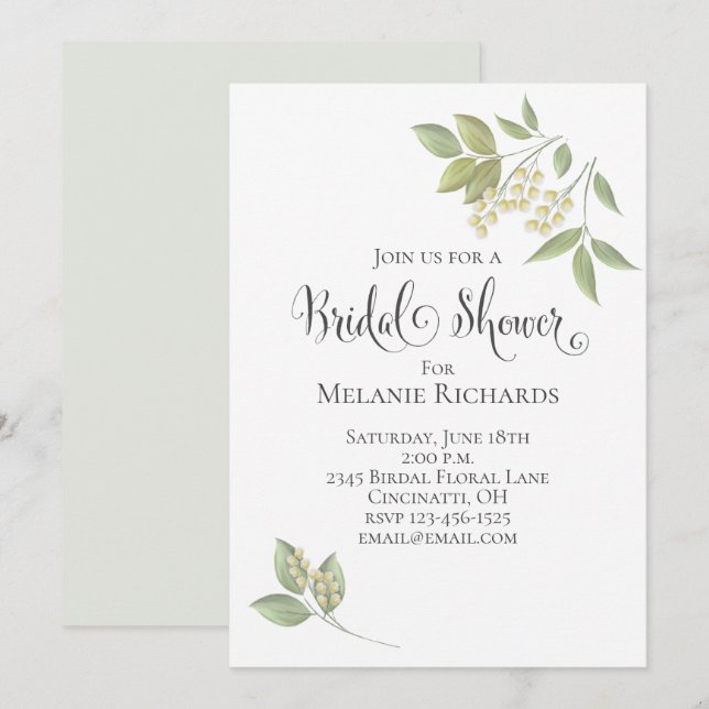 Bridal Shower Botanical Baby's Breath Greenery Save The Date (Front/Back)
