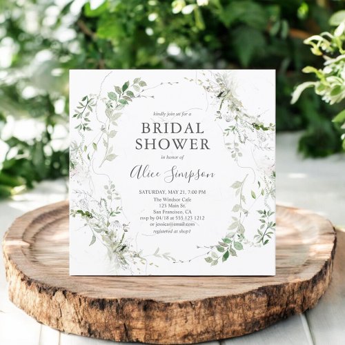 Bridal Shower Botanical Greenery Modern Invitation