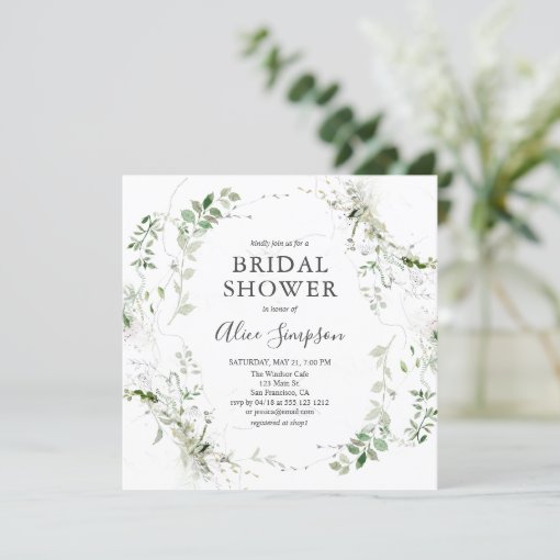 Bridal Shower Botanical Greenery Modern Invitation | Zazzle