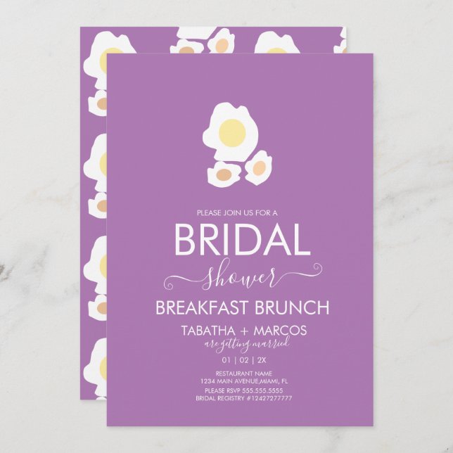 Bridal Shower Breakfast Eggs Brunch Pattern Invitation (Front/Back)