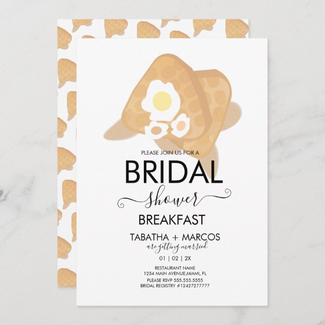 Bridal Shower Breakfast Waffles Brunch Eggs Invitation (Front/Back)