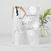Bridal Shower Bride a in White Glitter Invitation (Standing Front)