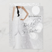 Bridal Shower Bride a in White Glitter Invitation (Front/Back)